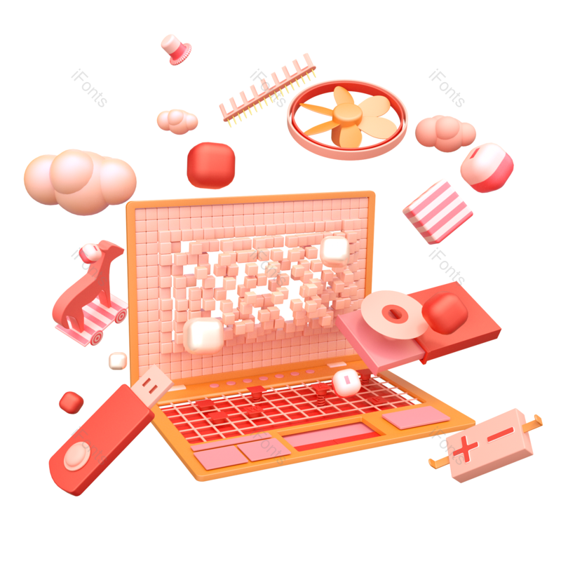 卡通图片,笔记本电脑元素,糖果色PNG,电子产品免抠素材